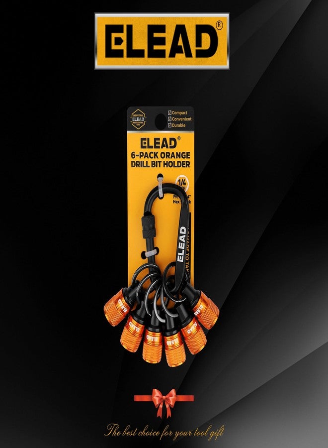ELEAD 6-Piece Bit Holder Key Chain, 1/4 inch Orange Hex Shank Bit Holders, Quick Release Design with Keychain Carabiner for Nut Driver, Screwdriver & Drill Bits, Tools Gifts for Men - Image 2