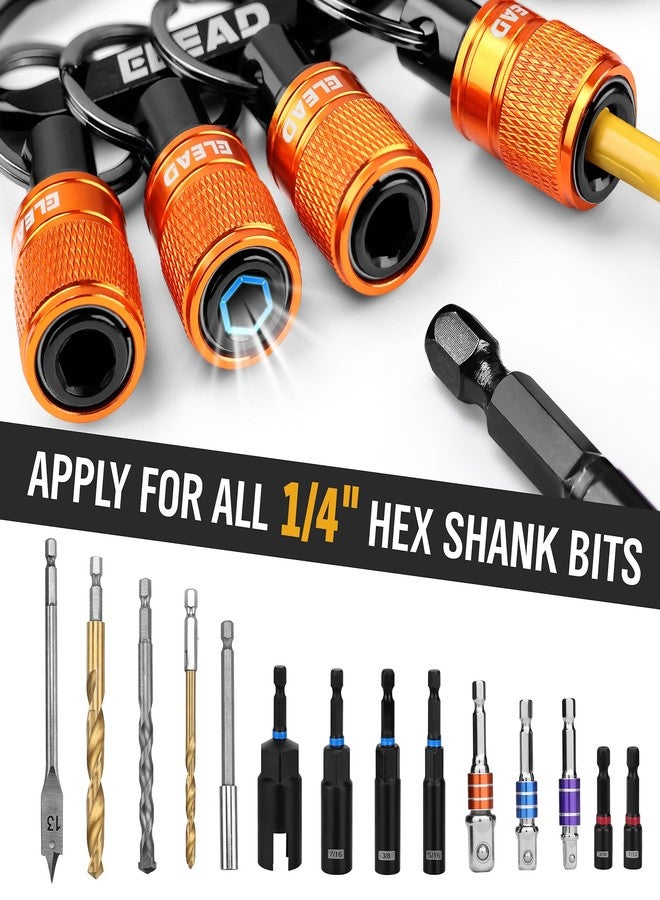 ELEAD 6-Piece Bit Holder Key Chain, 1/4 inch Orange Hex Shank Bit Holders, Quick Release Design with Keychain Carabiner for Nut Driver, Screwdriver & Drill Bits, Tools Gifts for Men - Image 3