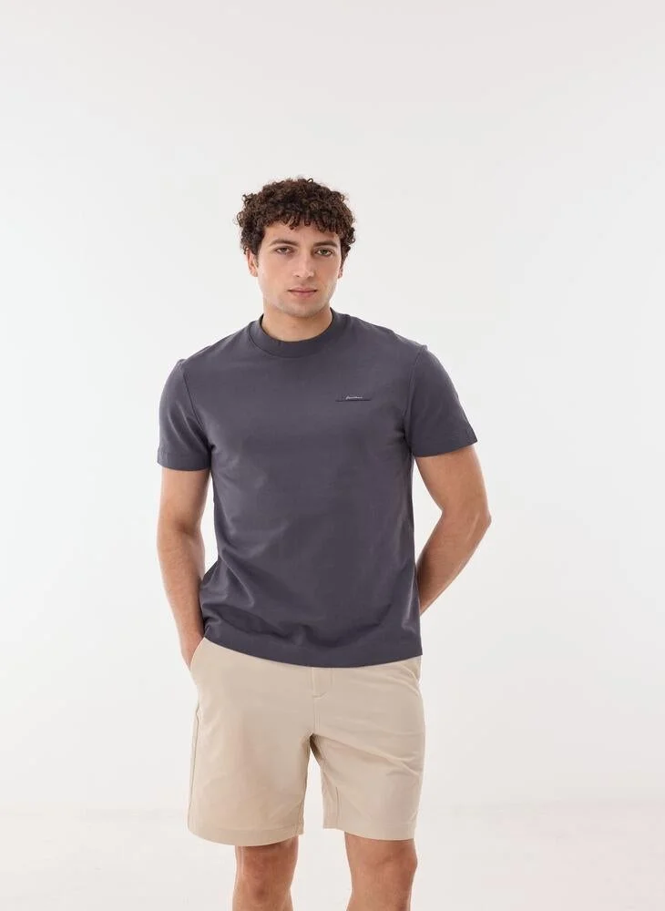Ashita Fernandes Jamil Men’s Grey Cotton Blend T-Shirt – Relaxed Fit, Round Neck, Solid Lightweight Casual Wear