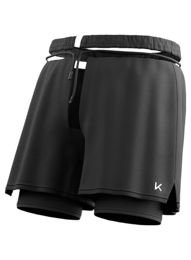 Keep شورت سباحة للرجال، شورت سباحة فضفاض مزدوج الطبقة مضاد للإحراج، معدات شاطئية للينابيع الساخنة سريعة الجفاف، 192 أسود، XXL - Image 1