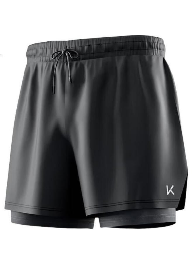 Keep شورت سباحة للرجال، شورت سباحة فضفاض مزدوج الطبقة مضاد للإحراج، معدات شاطئية للينابيع الساخنة سريعة الجفاف، 192 أسود، XXL - Image 3