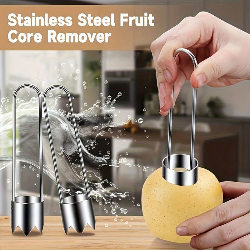 Silvery Stainless Steel Fruit Vegetable Corer for Apple Pepper Tomato - Image 4