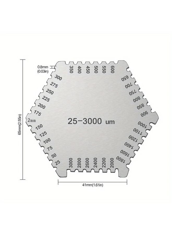 High Precision Stainless Steel Hexagonal Wet Film Thickness Gauge 25 3000µm Range 1pc - Image 3