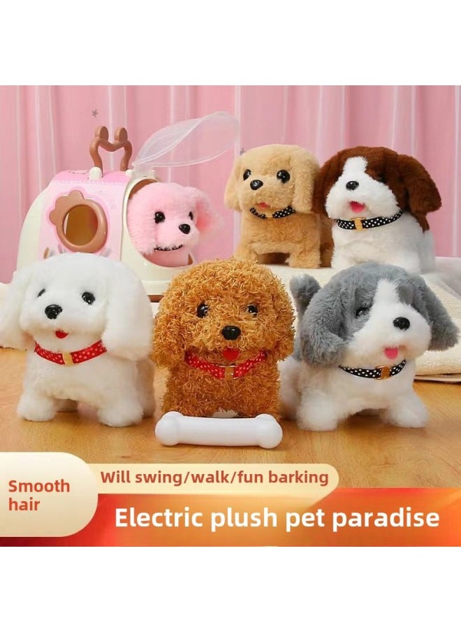 Simulation Plush Toy Dog Children Can Walk Called Electric Puppy Boy Electronic Pet Dog Gift-Color:Pink Random Puppy-Specification:Ordinary Battery Ten Collars And Ten Bow Ties  - Image 1