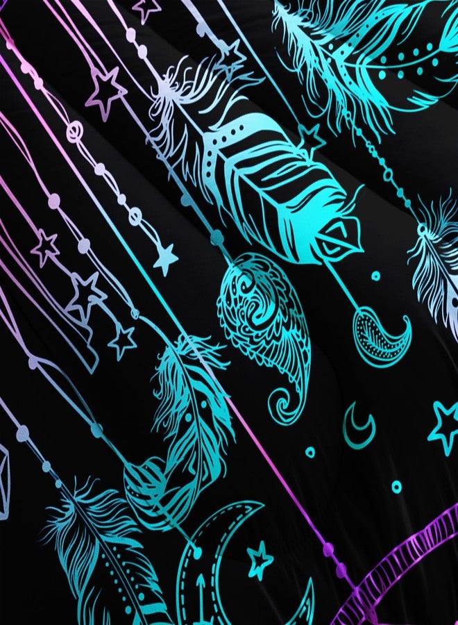 AILONEN Dreamcatcher Comforter Set Queen Size, Purple Feather Print Duvet Set,Bohemian Mandala Bedding Set for Boys Girls,Galaxy Dream Catcher Duvet Set 3 Pieces, 1 Quilt and 2 Pillowcases - Image 3