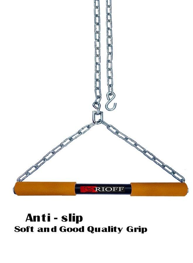 قضيب تعليق Rioff®، قضيب سحب بسلسلة لزيادة الطول وتمارين السحب، مزود بسلسلة متينة بطول 5 أقدام، لون برتقالي OHRH - Image 4