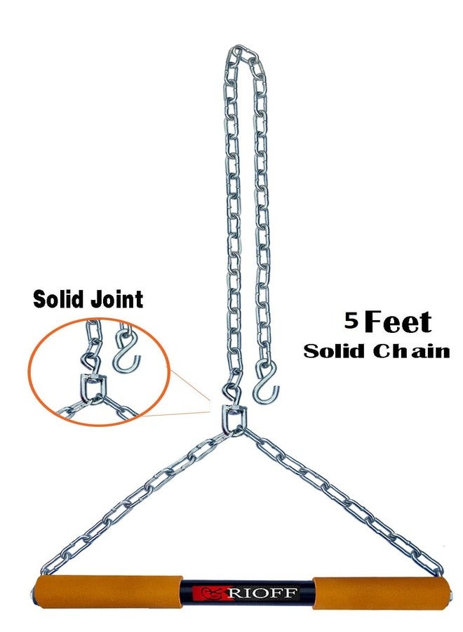 قضيب تعليق Rioff®، قضيب سحب بسلسلة لزيادة الطول وتمارين السحب، مزود بسلسلة متينة بطول 5 أقدام، لون برتقالي OHRH - Image 2