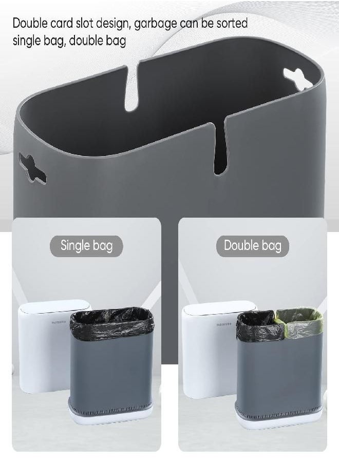 Joybos - JOYBOS Adsorption Bathroom Trash Can with Lids,Kitchen Wastebasket with Press Type Lid,15L Dogproof Slim Plastic Narrow Garbage Can,4 Gallon Garbage Bin for Home,Office and Narrow Place - Image 1