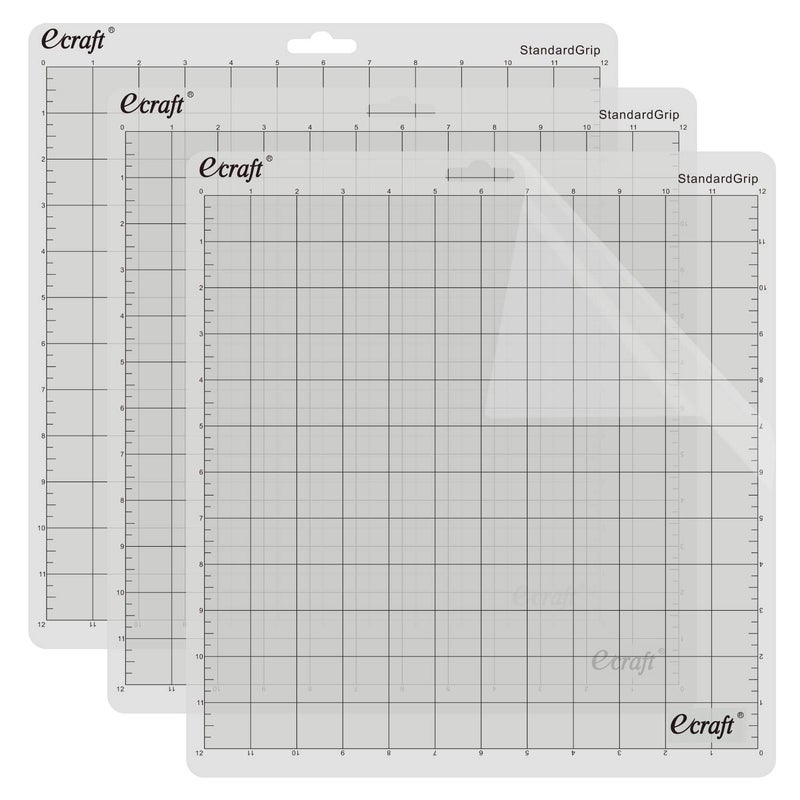 Ecraft StandardGrip Cutting Mat for Silhouette Cameo 54321 12X12inch NonSlip Square Gridded Transparent Quilting Cut Mats Replacement Accessories for Silhouette Cameo