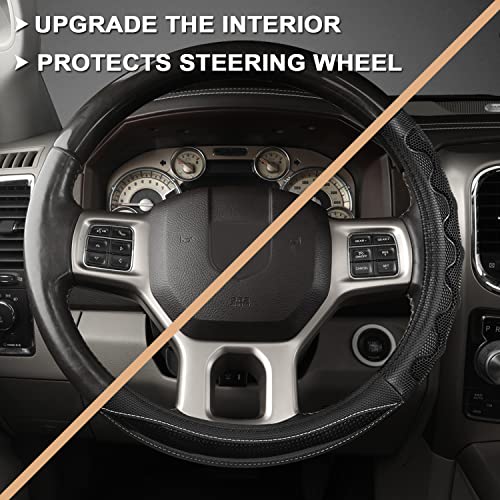 GIANT PANDA Steering Wheel Cover for Dodge Ram 1500 - Car Steering Wheel Covers for Dodge Ram 2500 3500 15.5-16 inch - Black - Image 4