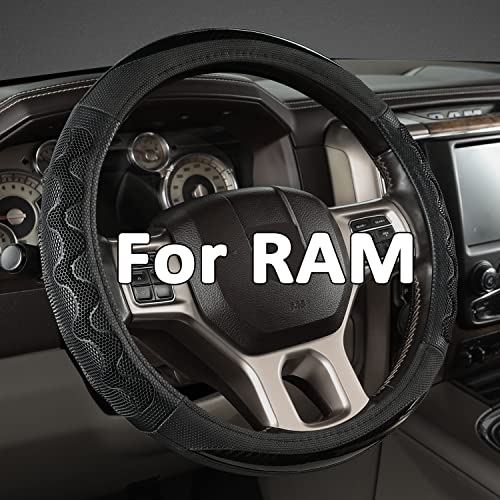 GIANT PANDA Steering Wheel Cover for Dodge Ram 1500 - Car Steering Wheel Covers for Dodge Ram 2500 3500 15.5-16 inch - Black - Image 1