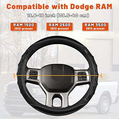 GIANT PANDA Steering Wheel Cover for Dodge Ram 1500 - Car Steering Wheel Covers for Dodge Ram 2500 3500 15.5-16 inch - Black - Image 3