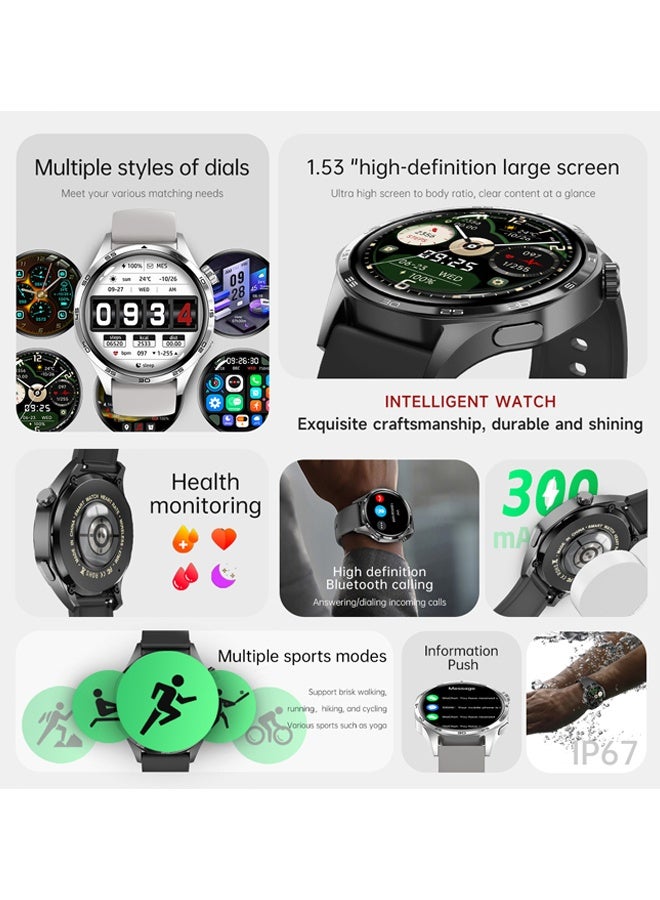 رولستيمي ساعة ذكية للرجال ، 1.53 بوصة عالية الوضوح شاشة كبيرة مقاوم للماء ودائم ساعة ذكية ، الرد / إجراء المكالمات ، ومناسبة ل أندرويد 4.4 و آي 0 إس 9.0 النشاط اللياقة البدنية تعقب الساعات (شريط أسود) - Image 2