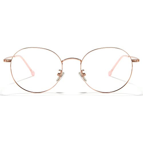 Cyxus Titanium Round Glasses for Men Computer Blue Light Filter Glasses UV Blocking Eyewear Ultralight Wire Frame Clear Lens Eyeglasses, Anti Eye Strain, Relieve Headache T66 - Image 1