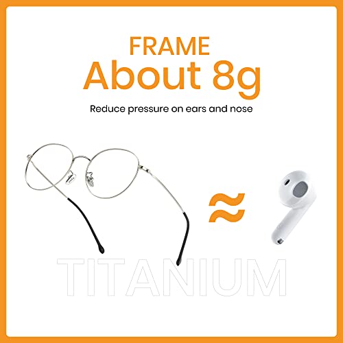 Cyxus Titanium Round Glasses for Men Computer Blue Light Filter Glasses UV Blocking Eyewear Ultralight Wire Frame Clear Lens Eyeglasses, Anti Eye Strain, Relieve Headache T66 - Image 5
