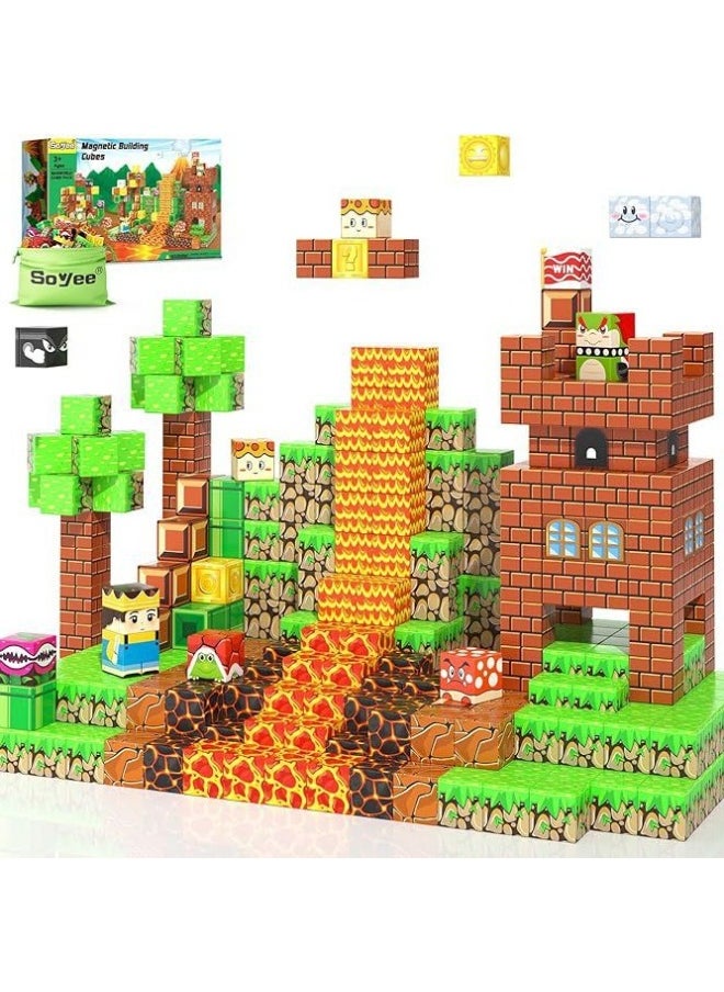 General Magnetic Castle Theme Magnetic Cube Building Blocks Puzzle Assembling Toy Gift for Family and friends Assembling Game Gift  - Image 1