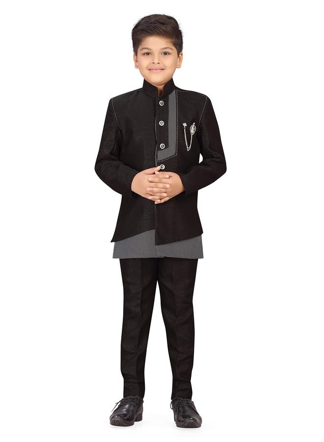 AJ Dezines Kids Indo Western Sherwani Set For Boys (Black, 3-4 Years) - Image 1