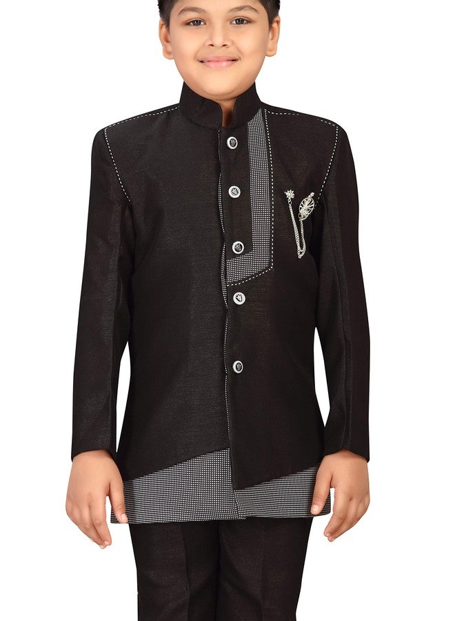 AJ Dezines Kids Indo Western Sherwani Set For Boys (Black, 3-4 Years) - Image 5