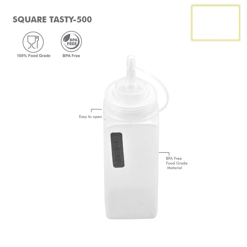 Puthak 500Ml Square Shape Jar 2Pcs Combo Squeeze Bottle Ketchup Mustard Bbq Containers Kitchen Condiment Dispenser Random Color Will Be Sent Plastic - Image 4