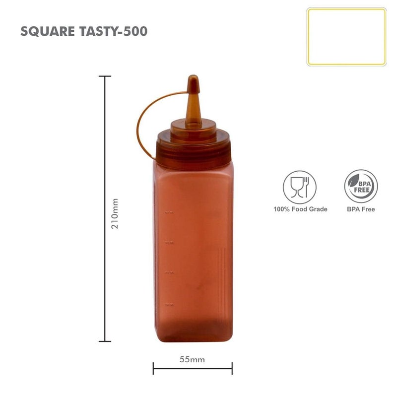Puthak 500Ml Square Shape Jar 2Pcs Combo Squeeze Bottle Ketchup Mustard Bbq Containers Kitchen Condiment Dispenser Random Color Will Be Sent Plastic - Image 5