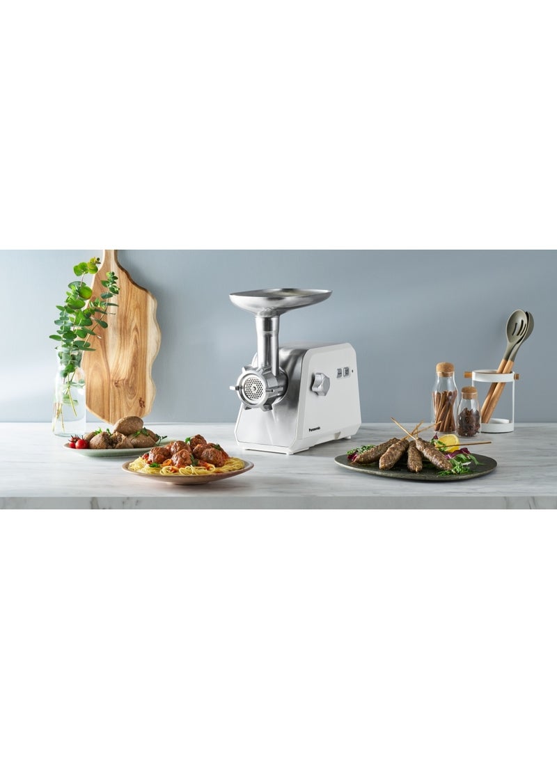 Meat Grinder, Blade Made In Japan for Efficient Grinding 1700 W MK-GX1711WTZ White/Silver