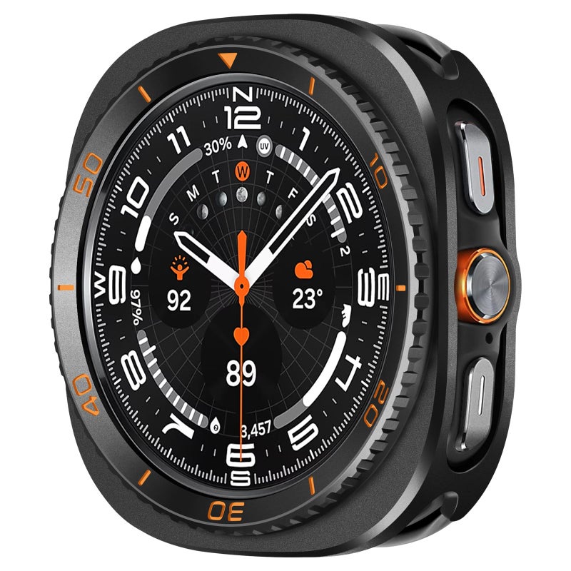 Amizee 3 in 1 Metal Case for Samsung Galaxy Watch Ultra/Ultra 2(2025) 47mm with Screen Protector, Rugged Bumper Scratch Resistant Protection Cover for Galaxy Watch 7/8 Ultra, Numeric-Black/Orange - Image 1