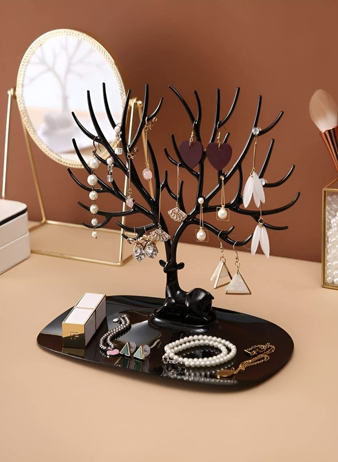 Oblivion Plastic Deer/Antlers Jewelry Holder Deer Tree | Creative Sika Deer Tree Tray Display Stand Holder (Black) - Image 2