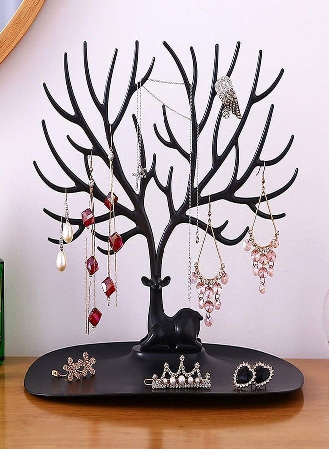 Oblivion Plastic Deer/Antlers Jewelry Holder Deer Tree | Creative Sika Deer Tree Tray Display Stand Holder (Black) - Image 3