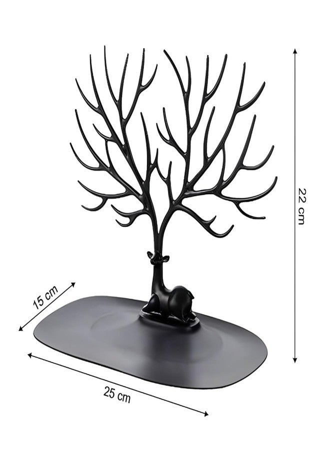 Oblivion Plastic Deer/Antlers Jewelry Holder Deer Tree | Creative Sika Deer Tree Tray Display Stand Holder (Black) - Image 4