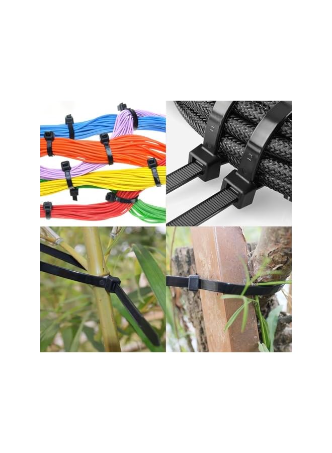promass 9.8 Inch Heavy Duty Cable Ties - 250 Pack, 50lb Tensile Strength, Self-Locking Nylon Wire Wraps for Indoor and Outdoor Use - Premium Black Zip Ties for Secure Bundling and Organization - Image 2