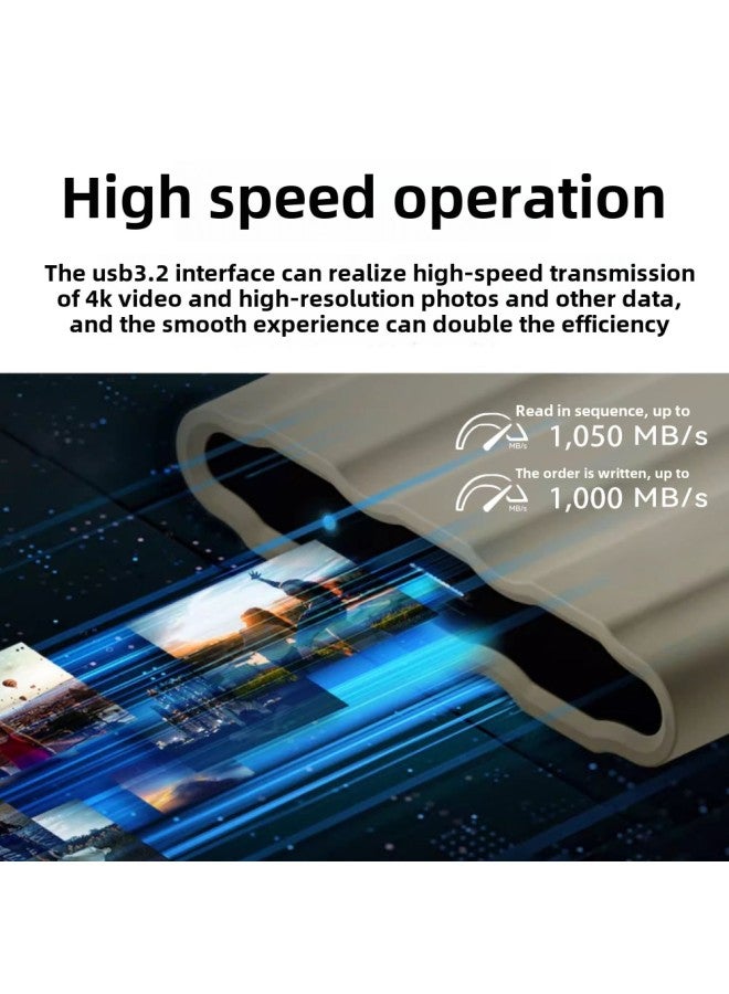 Mobile Solid State Drive SSD Ultra-thin Portable Large Capacity 1T-Capacity:1tb-(128gb Expansion)-Interface:Gold - Image 3