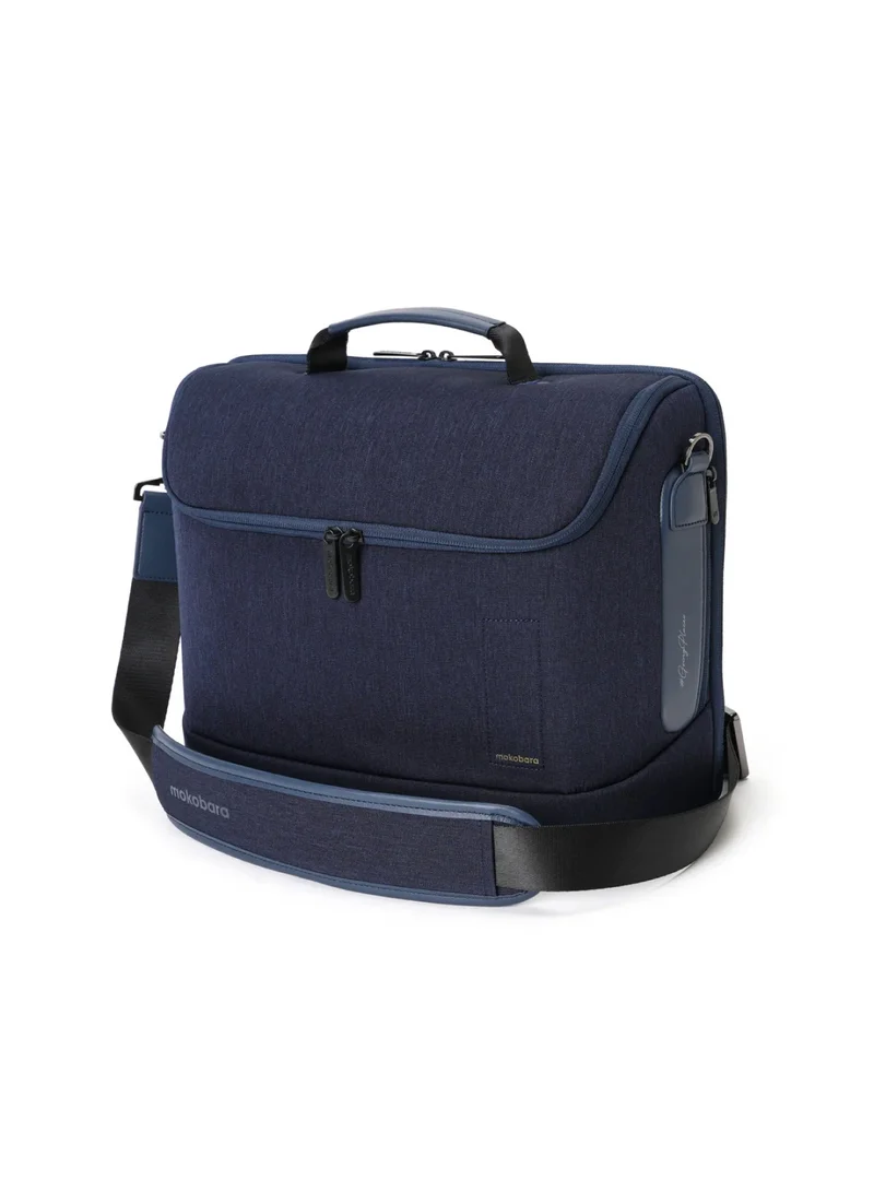 موكوبارا للتجارة ذ.م.م The Transit Briefcase Vegan Leather & Nylon 15L Laptop Crossbody Messenger Bag for Men & Women (Tailored Blue)