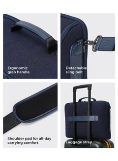 Mokobara MOKOBARA The Transit Briefcase Vegan Leather & Nylon 15L Laptop Crossbody Messenger Bag for Men & Women (Tailored Blue)  - Image 5