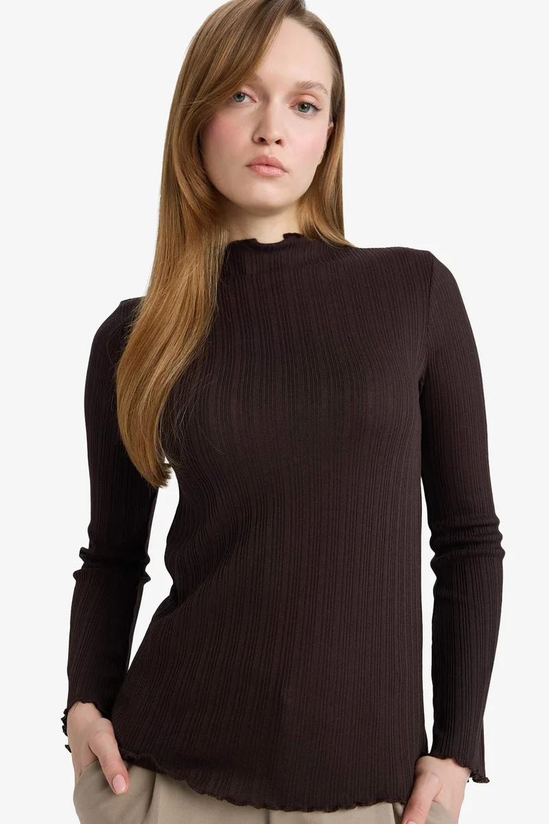ديفاكتو Slim Fit Ribbed Long Sleeve Tunic