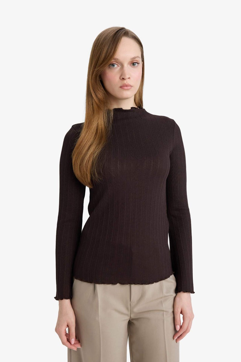 DeFacto Slim Fit Ribbed Long Sleeve Tunic - Image 3