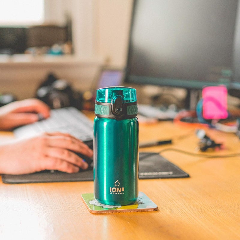 ION8 Lightweight Steel Kids Water Bottle, 400ml/13oz, Leak Proof, Easy to Open, Aqua - Image 2