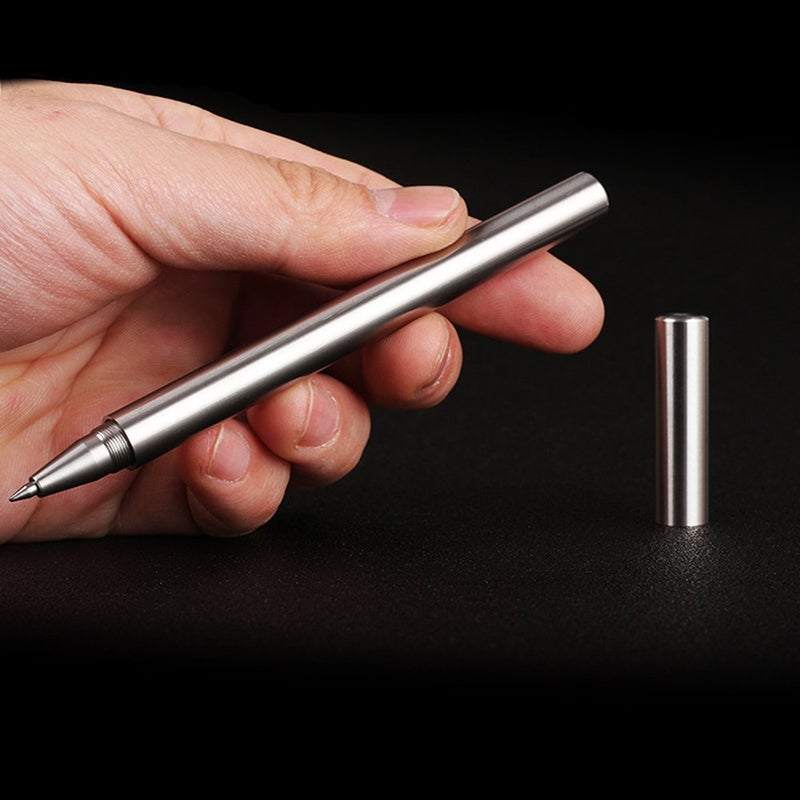 EKLOEN Ballpoint Stainless Steel Silver Pen, Fine Point, Black Ink, One Pack - Image 3