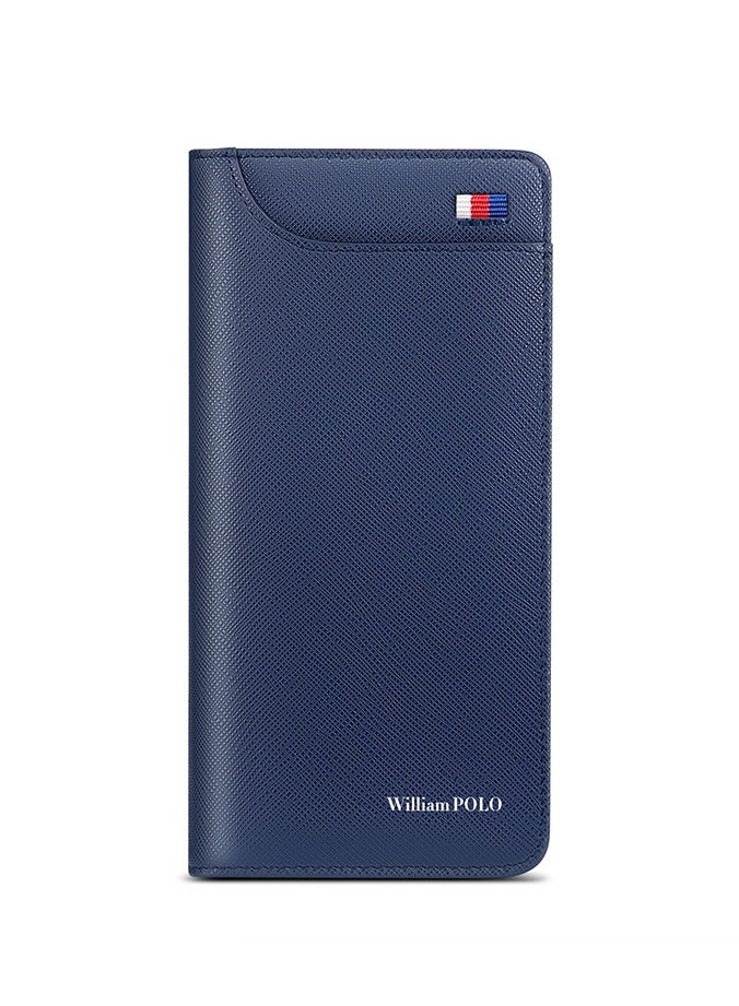 WilliamPolo Long Wallet Genuine Leather Handbag Men's Wallet Zipper Leather Clip Business Multi functional Handbag