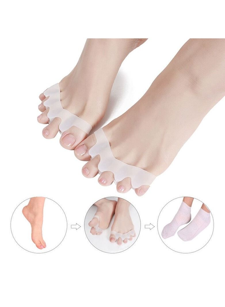 DubaiGallery 1 Pair Silicone Bunion Hallux Valgus Protector Finger Toe Separator Divider Spreader 5 Holes Thumb Valgus Guard Feet Care Tool - Image 2