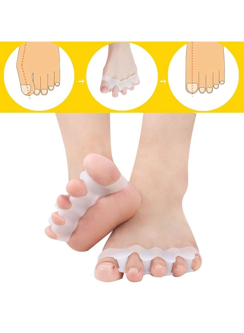 DubaiGallery 1 Pair Silicone Bunion Hallux Valgus Protector Finger Toe Separator Divider Spreader 5 Holes Thumb Valgus Guard Feet Care Tool - Image 3