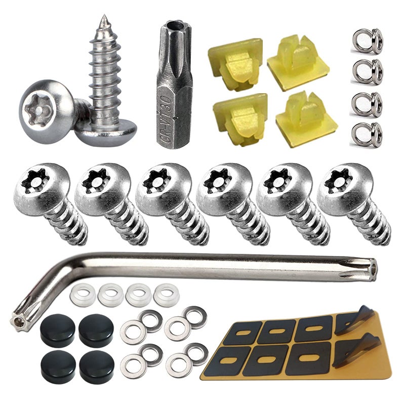 Aootf Anti Theft License Plate Screws - Stainless Steel Tamper Resistant Car Tag Frame Fasteners | Security Tapping Screws | Qty 8 - Image 1