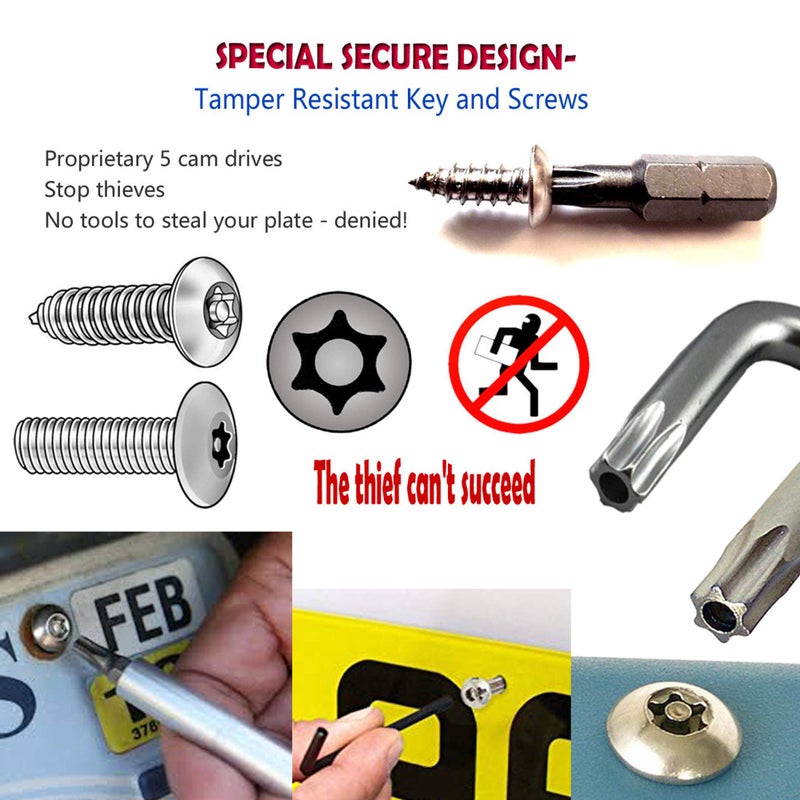 Aootf Anti Theft License Plate Screws - Stainless Steel Tamper Resistant Car Tag Frame Fasteners | Security Tapping Screws | Qty 8 - Image 5