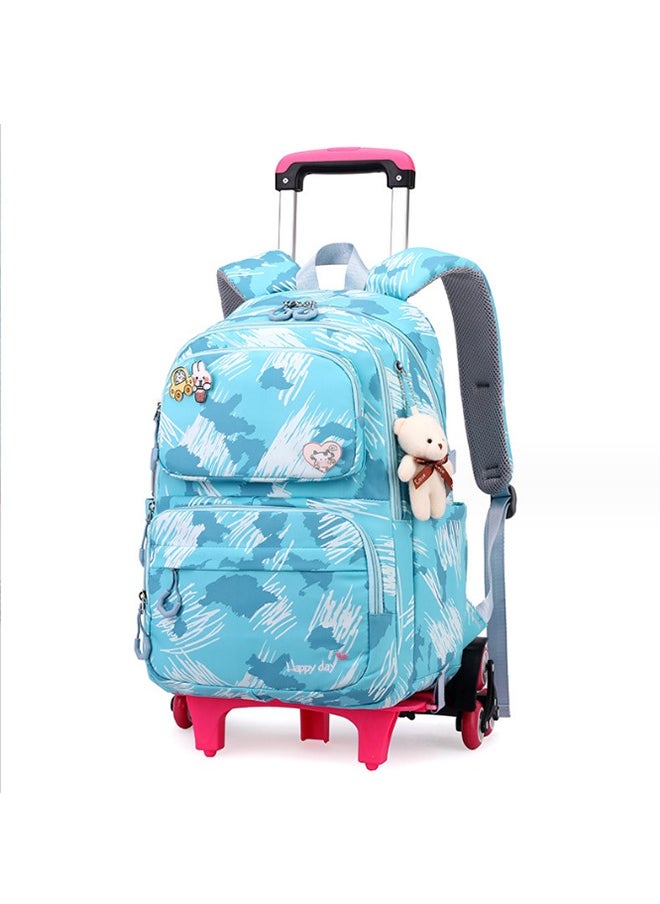 Generic Rolling Backpack for Kids Solid Color Trolley Bookbags Elementary School Students Schoolbag  - Image 1