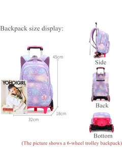 Generic Rolling Backpack for Kids Solid Color Trolley Bookbags Elementary School Students Schoolbag  - Image 2