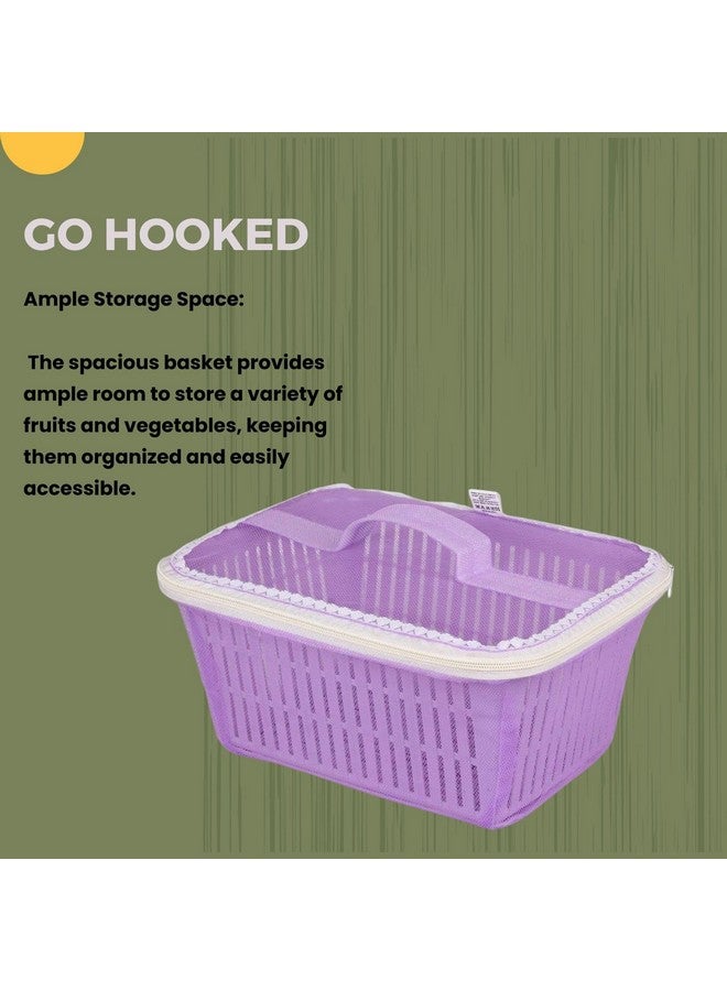 Go Hooked Multipurpose Plastic Storage/Gift Basket With Net Cover | Stylish Basket With Zip Net Cover Pack of 2 Versatile Practical Solutions Convenient Storage Maximize Space (Purple) - Image 5