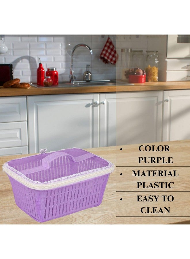 Go Hooked Multipurpose Plastic Storage/Gift Basket With Net Cover | Stylish Basket With Zip Net Cover Pack of 2 Versatile Practical Solutions Convenient Storage Maximize Space (Purple) - Image 3
