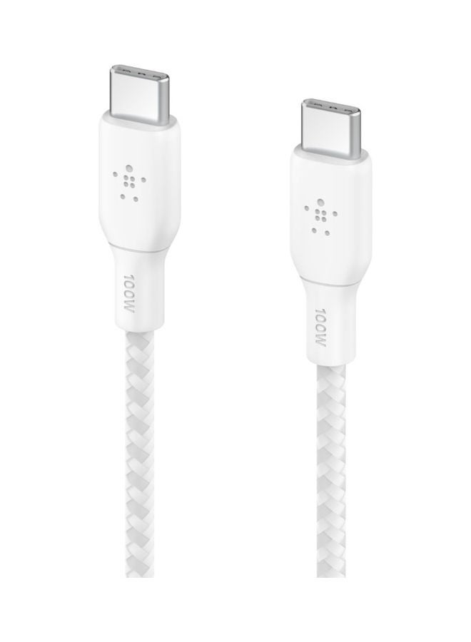 belkin USB Type C to C Cable, 100W Power Delivery USB-IF Certified 2.0 USB C Charger Cable with Double Braided Nylon Exterior for iPhone 16, 15, iPad, MacBook, Galaxy, Pixel and More -3 m, white White - Image 2