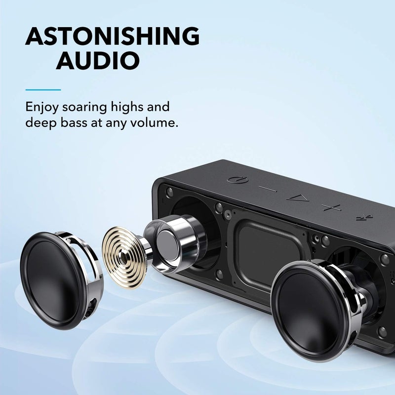 أنكر مكبرات صوت بلوتوث، مكبر صوت بلوتوث من Anker Soundcore مع صوت ستيريو عالٍ، مدة تشغيل 24 ساعة، نطاق بلوتوث 66 قدم، ميكروفون مدمج بقوة 3 واط × 2. مكبر صوت لاسلكي محمول مثالي لأجهزة iPhone وSamsung والمزيد - Image 2