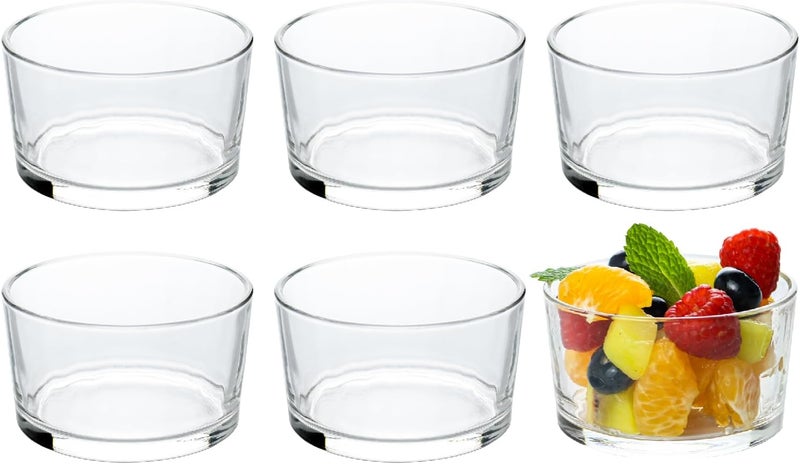HillSpring Glass Small Bowls 75oz Set of 6 Clear Mini Bowls for Dips Sauces Desserts Side Dishes Pudding Fruit and Charcuterie Boards Pinch Bowls for Meal Prep - Image 1