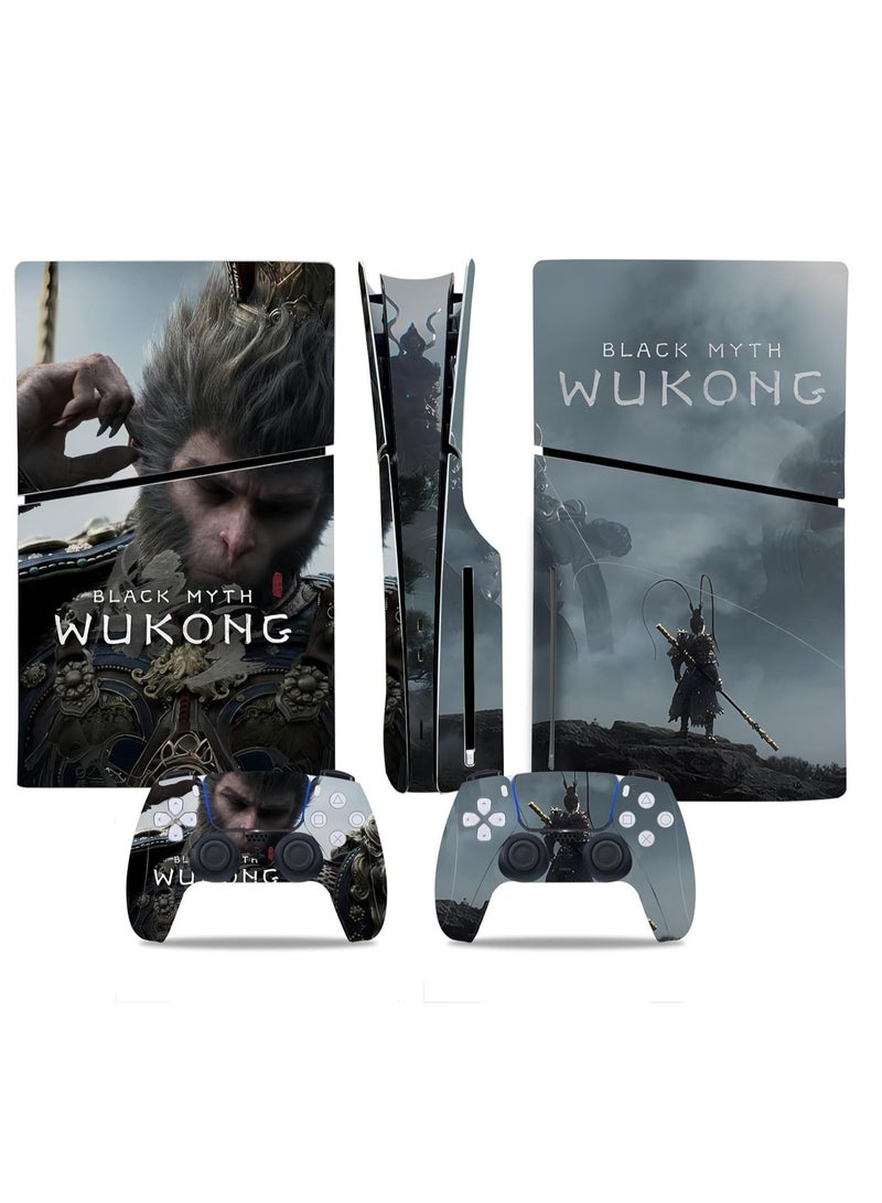 general Skin for PlayStation 5 Slim Disc Version, Black Myth Wu Kong Sticker for PS5 Vinyl Decal Cover for Controller, Full Wrap Skin Protective Film Sticker Compatible with PS5 Slim Disk Edition (B) - Image 1